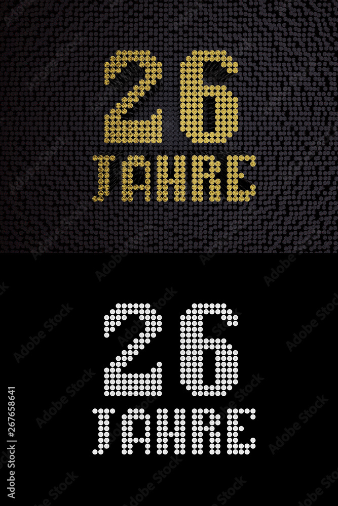 German golden number twenty-six years. 3D render German golden number twenty-six years. 3D render
