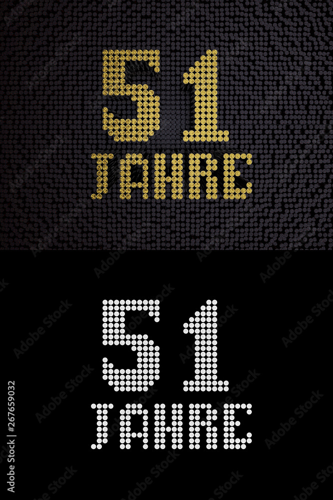 German golden number fifty-one years. 3D render German golden number fifty-one years. 3D render