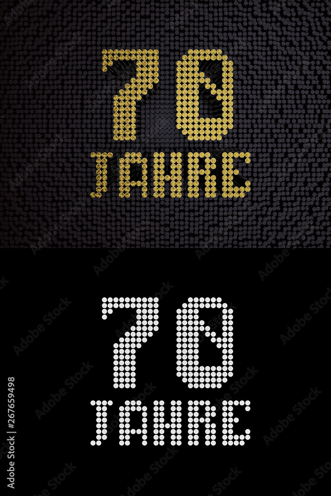 German golden number seventy years. 3D render German golden number seventy years. 3D render