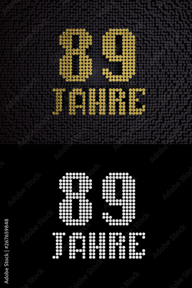 German golden number eighty-nine years. 3D render German golden number eighty-nine years. 3D render