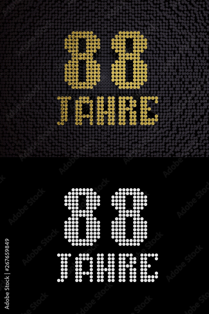German golden number eighty-eight years. 3D render German golden number eighty-eight years. 3D render