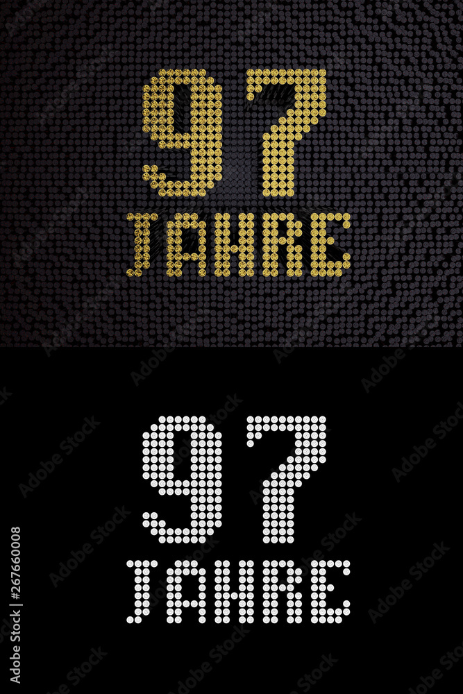 German golden number ninety-seven years. 3D render German golden number ninety-seven years. 3D render