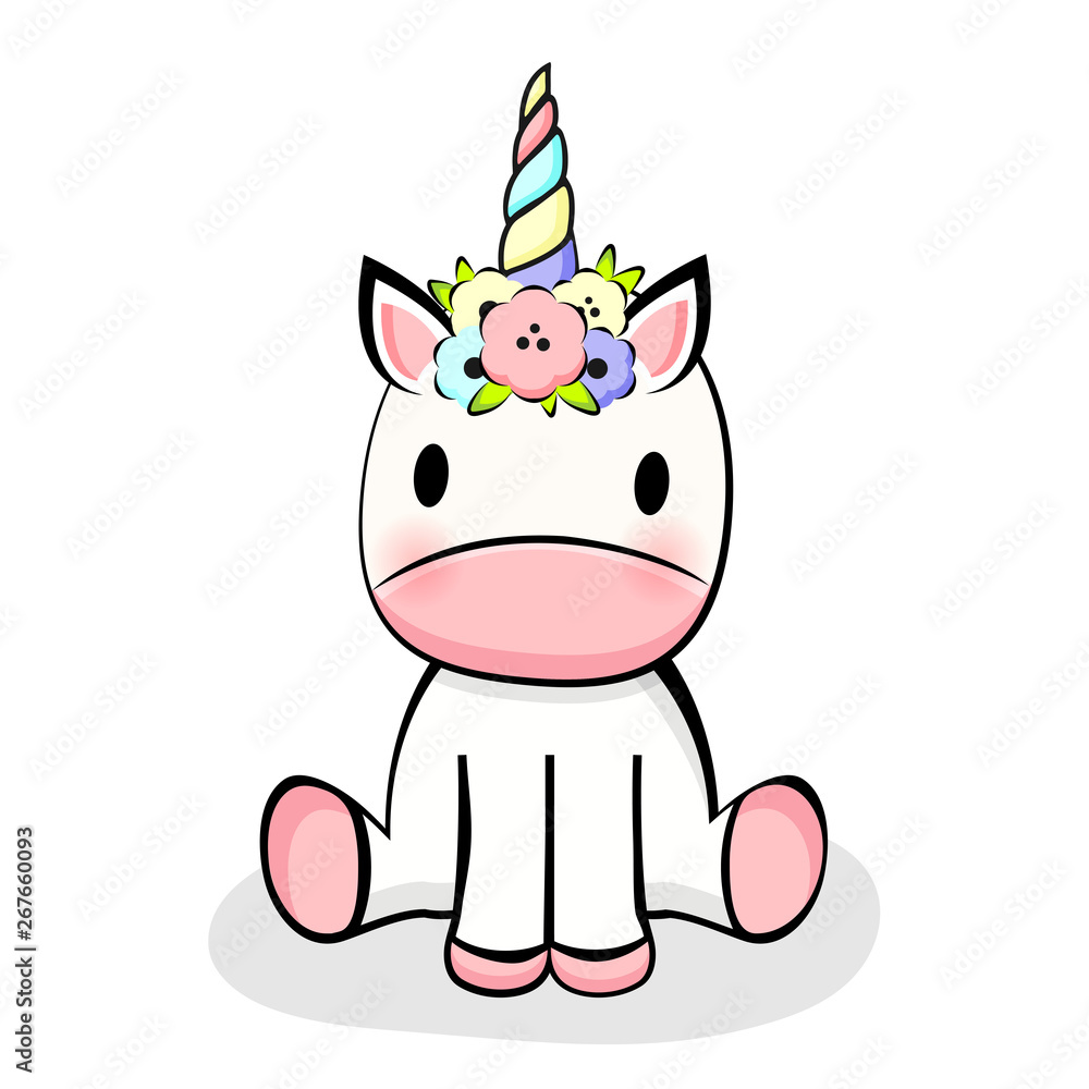 Cute Baby Unicorn. Cartoon Icon Stock Vector | Adobe Stock