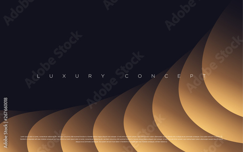 Black premium background with luxury dark gold bullion and golden line. Rich background for poster premium design. - Vector
