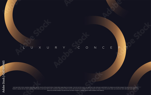 Black premium background with luxury dark gold bullion and golden line. Rich background for poster premium design. - Vector