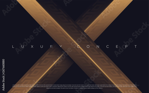 Black premium background with luxury dark gold bullion and golden line. Rich background for poster premium design. - Vector