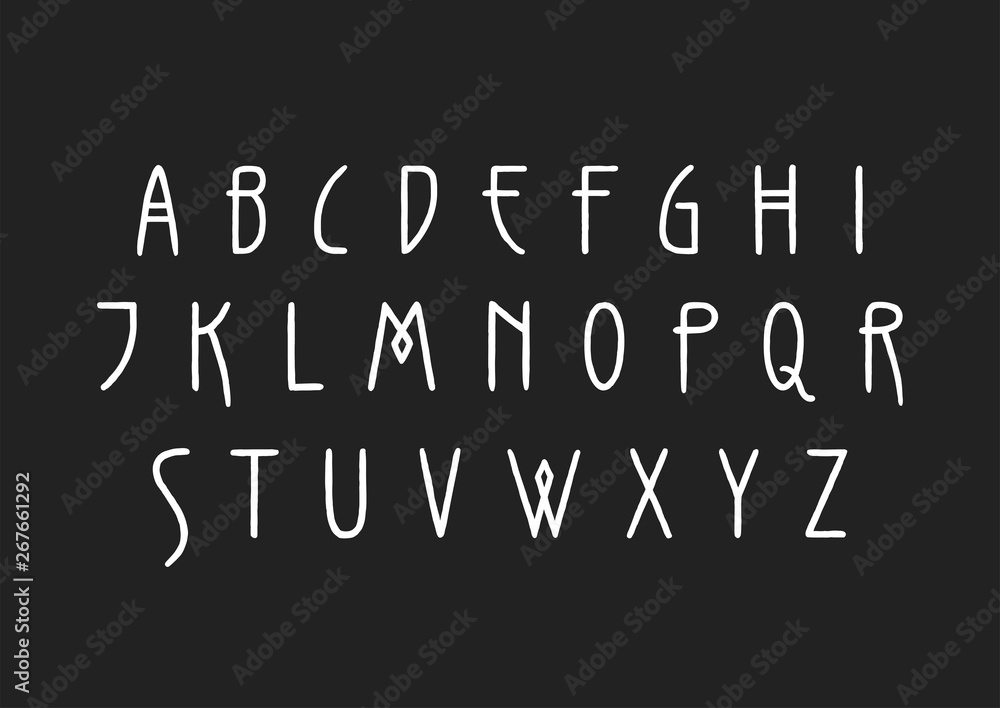 Vector uppercase handwritten alphabet in Art Nouveau style. Vector uppercase handwritten alphabet in Art Nouveau style.