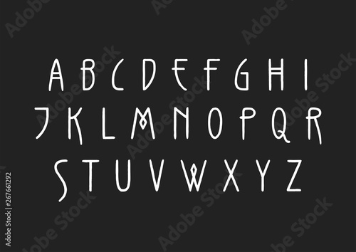 Vector uppercase handwritten alphabet in Art Nouveau style.