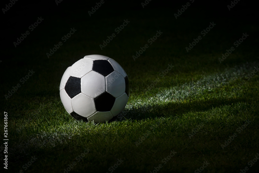 Black and white soccer ball in the field