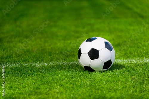Black and white soccer ball in the field © Augustas Cetkauskas