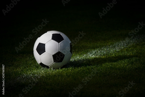 Black and white soccer ball in the field © Augustas Cetkauskas