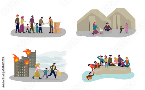 European Migrant Crisis Concept set. 