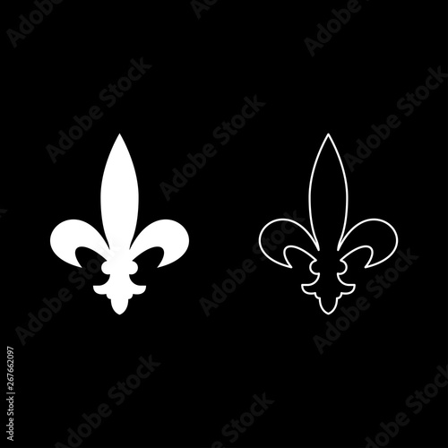 Heraldic symbol Heraldry liliya symbol Fleur-de-lis Royal french heraldry style icon outline set white color vector illustration flat style image
