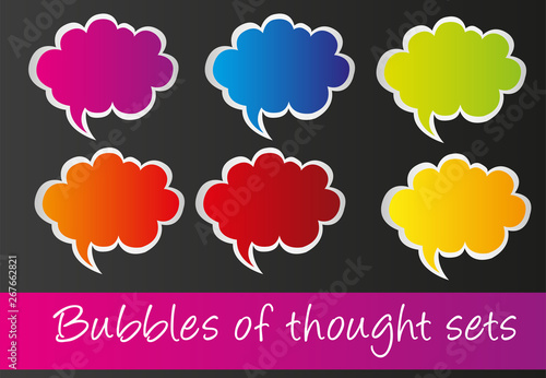 colorful thoought bubbles isolated over black background vector photo