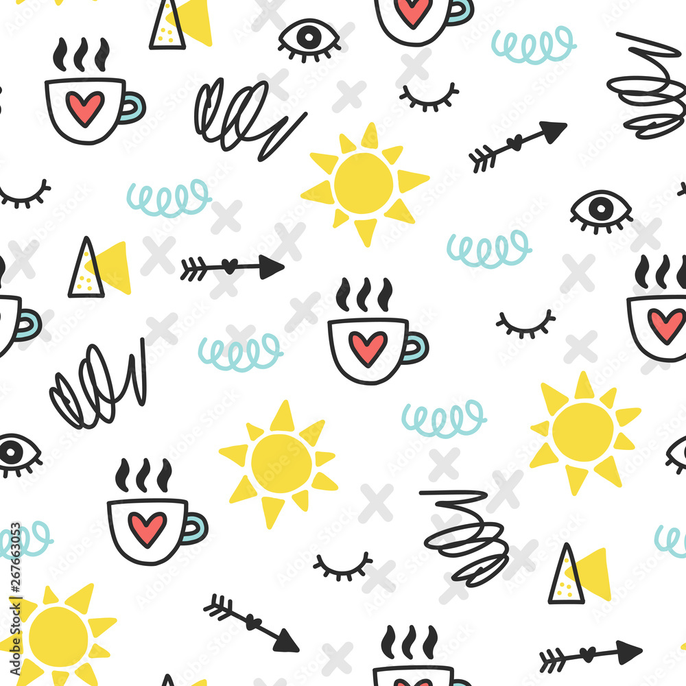 Seamless summer doodle pattern Seamless summer doodle pattern