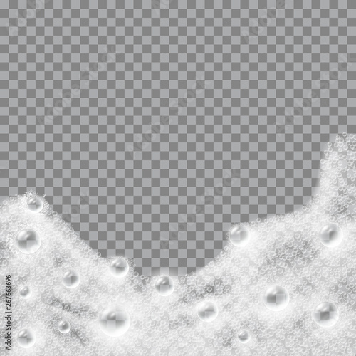 White foam with bubbles realistic vector texture