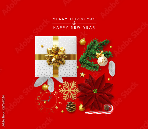 Christmas background composition with realistic design elements
