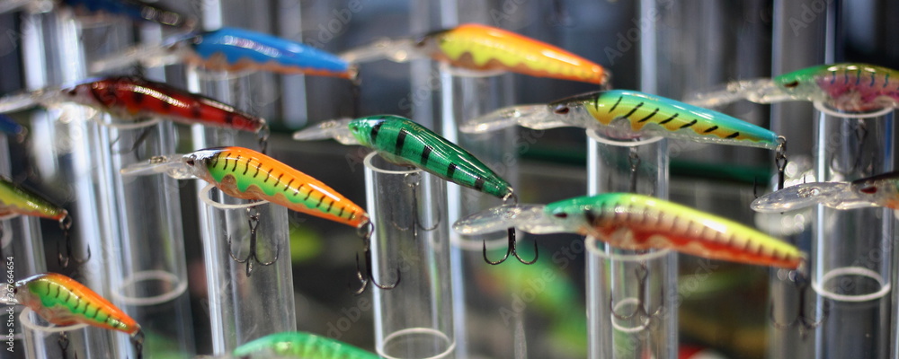 Modern colored silicone fishing lures - texture for background