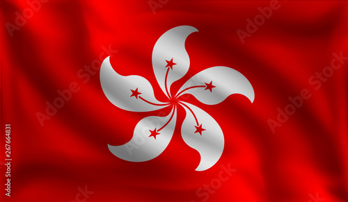 Waving Hong Kong flag, the flag of Hong Kong, vector illustration