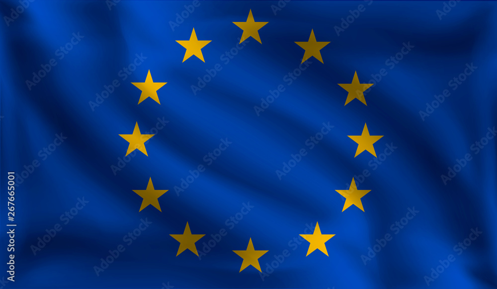 Waving Europeans flag, the flag of Europe, vector illustration Waving Europeans flag, the flag of Europe, vector illustration