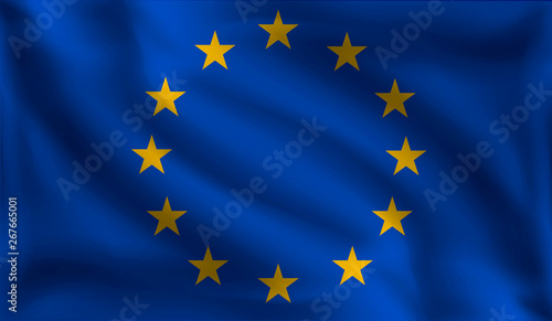 Waving Europeans flag, the flag of Europe, vector illustration