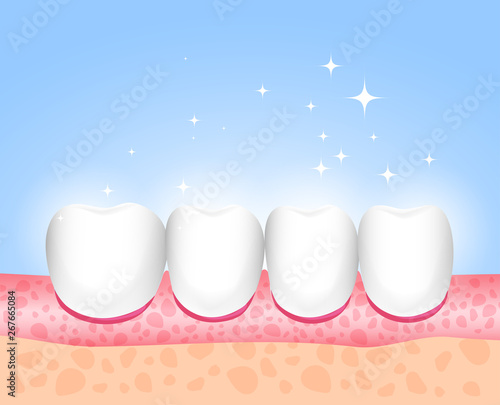 Healthy tooth after treatment and dental care. Medical direction dentistry. White enamel of the tooth. For dentist vector illustration