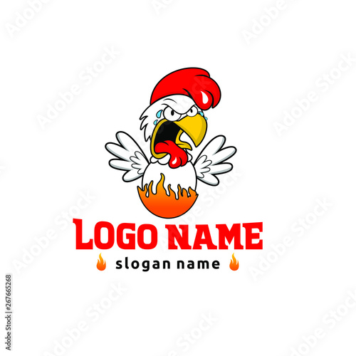 Chicken Fire Logo Design Inspiration   Simple Hot Vector