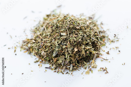 French herbes blend on white background. isolated.