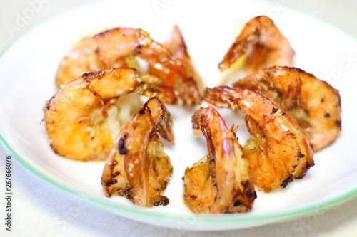 Delicious plate of shrimp cooked in butter and garlic.