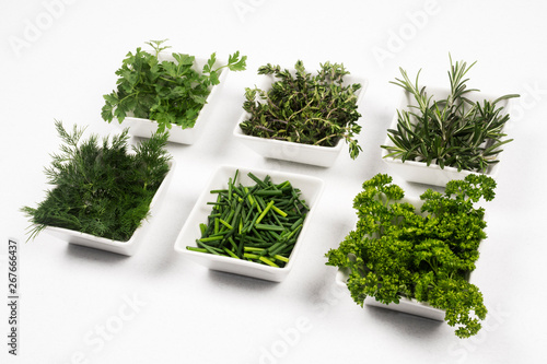 fresh green herbs spices