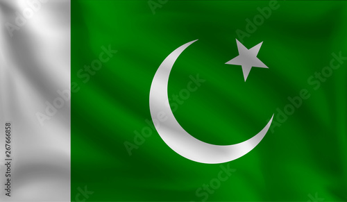 Waving Pakistan's flag, the flag of Pakistan, vector illustration