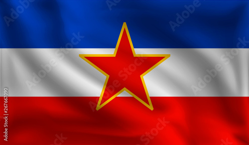 Canvastavla Waving Yugoslavia flag, the flag of Yugoslavia, vector illustration