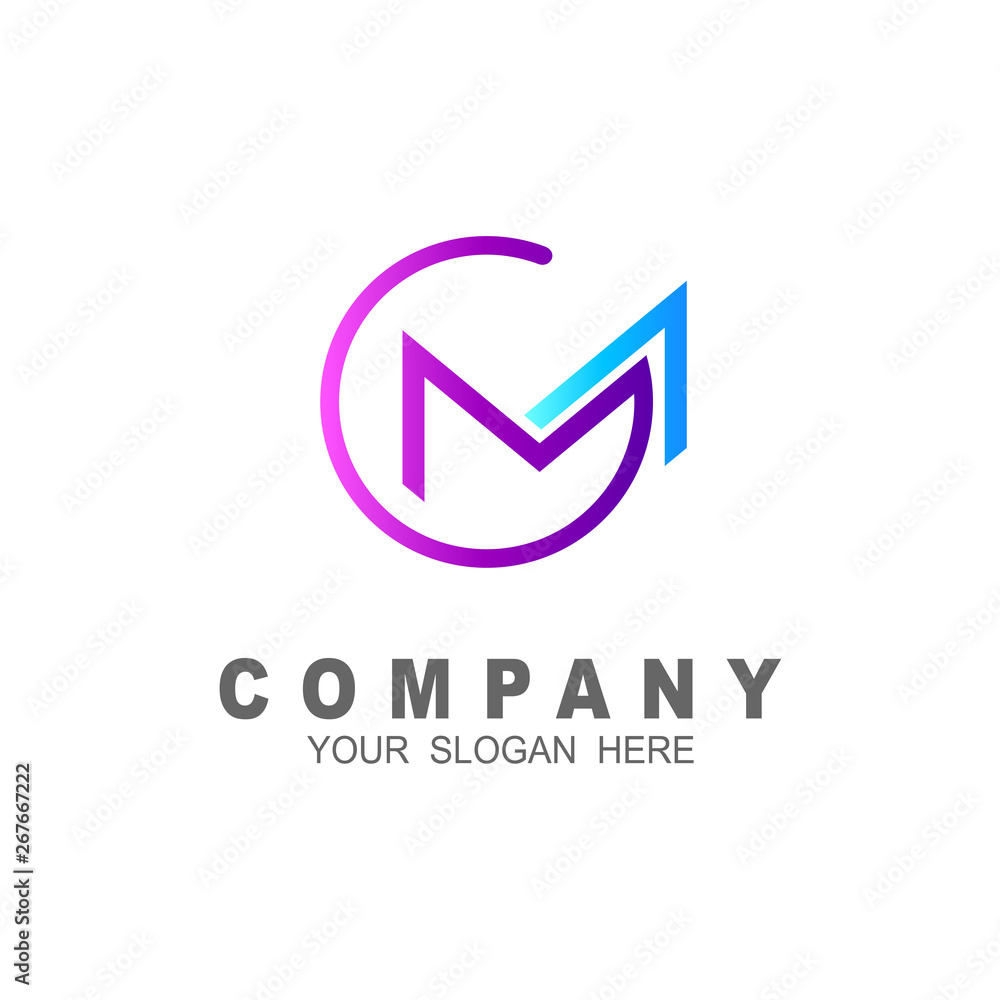 Letter m logo circle frame monogram, line and letter m, cm icon Letter m logo circle frame monogram, line and letter m, cm icon