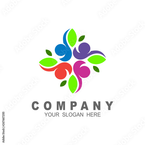 Leaf green nature logo + human with circular logo 