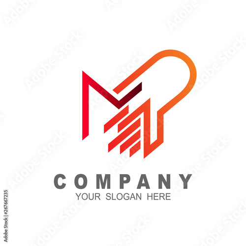 Letter m and p line logo design, logo mp with simple