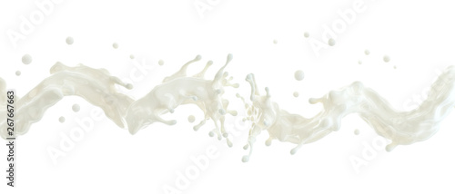 White liquid fresh milk or yogurt waves splashes isolated. Glossy shining milk, almond milk, soy, oat milk, yogurt,cream, shampoo, cosmetic soap, white paint waves. Liquid splashing. 3D