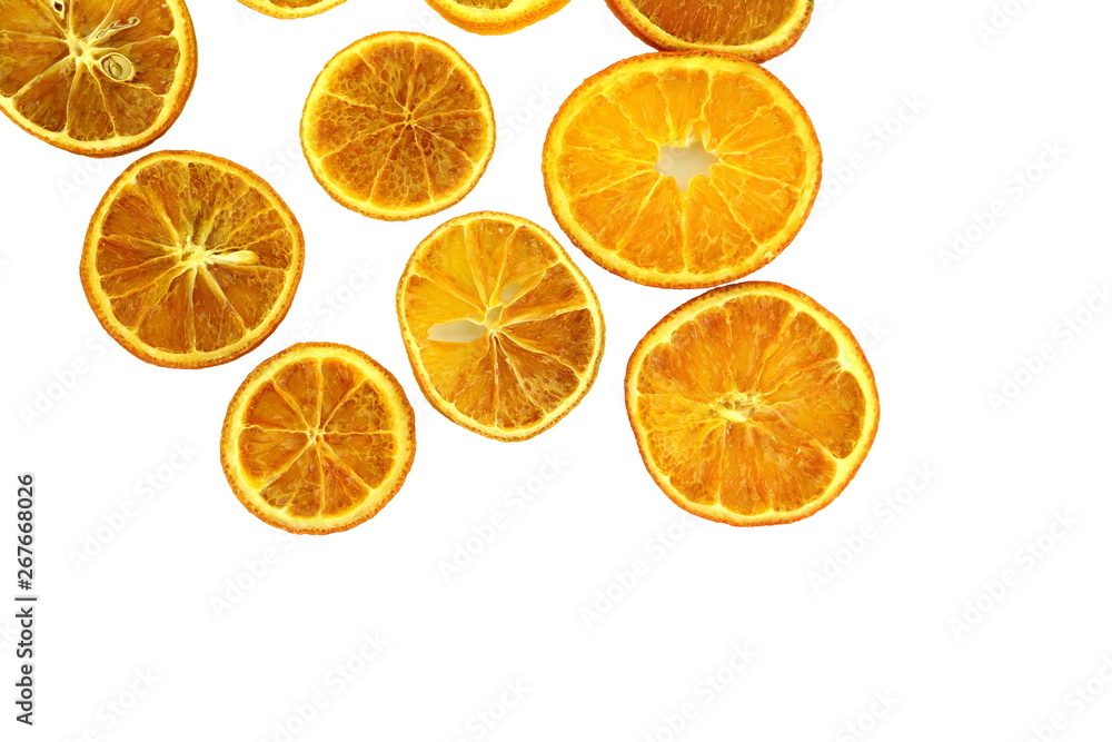 Dried orange slices isolated on white background. Dried orange slices isolated on white background.