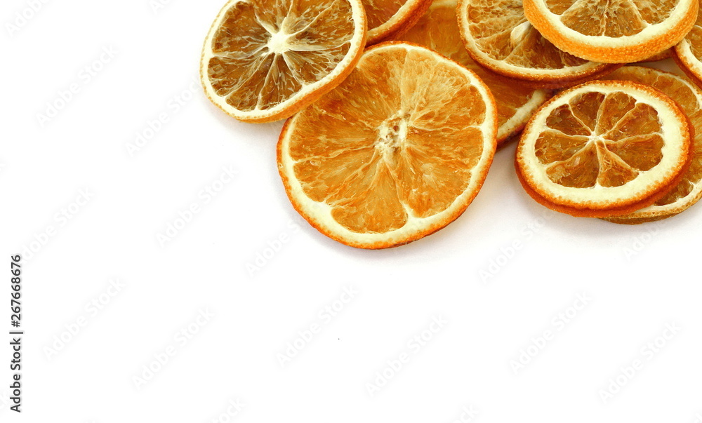 Dried orange slices isolated on white background. Dried orange slices isolated on white background.