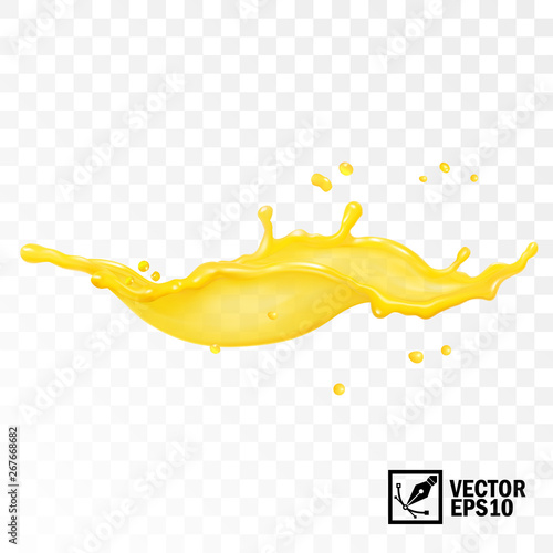 3d realistic transparent vector splash juice, tea, oil or paint