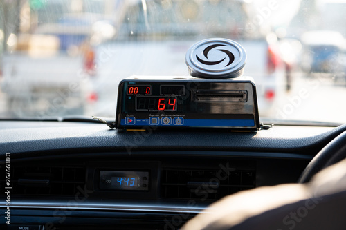 Taximeter in Bangkok City in Thailand, Asia 
