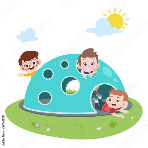 happy kids playing vector illustration isolated