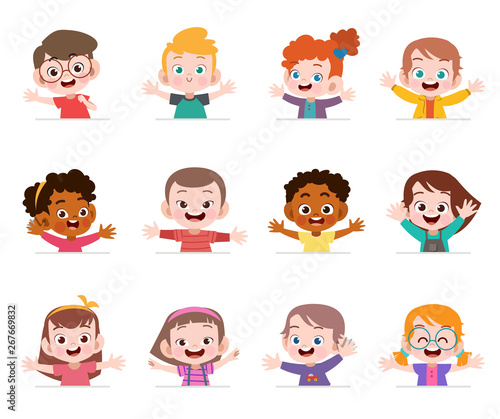 happy kids face vector illustration isolated