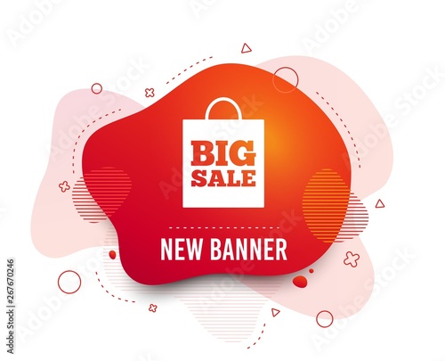 Fluid badge. Big sale bag sign icon. Special offer symbol. Abstract shape. Gradient big sale icon. Flyer liquid banner. Vector