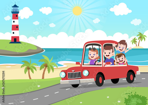 happy family vacation vector illustration
