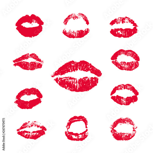 Female Lips Lipstick Kiss Print Set