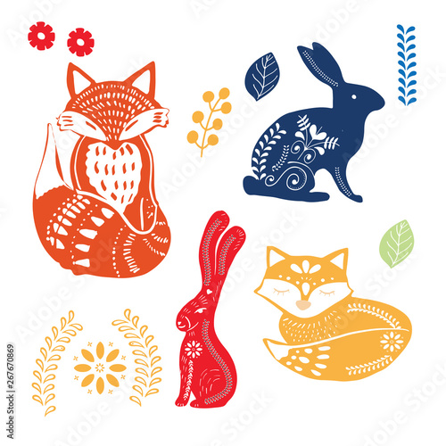 Easter  pattern in Scandinavian style. Editable vector illustration