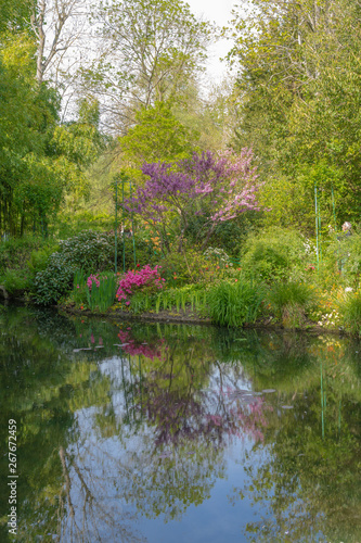 Giverny, France - 05 07 2019: The gardens of Claude Monet in Giverny. The nympheas