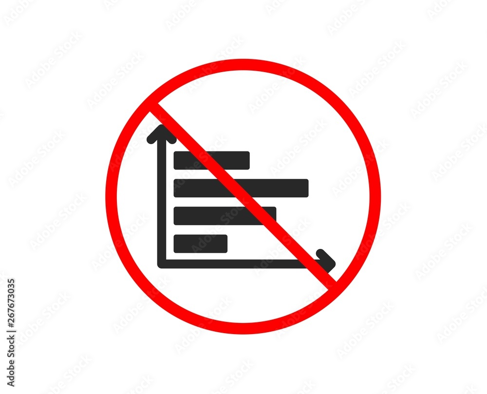 No or Stop. Horizontal chart icon. Column graph sign. Market analytics symbol. Prohibited ban stop symbol. No horizontal chart icon. Vector No or Stop. Horizontal chart icon. Column graph sign. Market analytics symbol. Prohibited ban stop symbol. No horizontal chart icon. Vector
