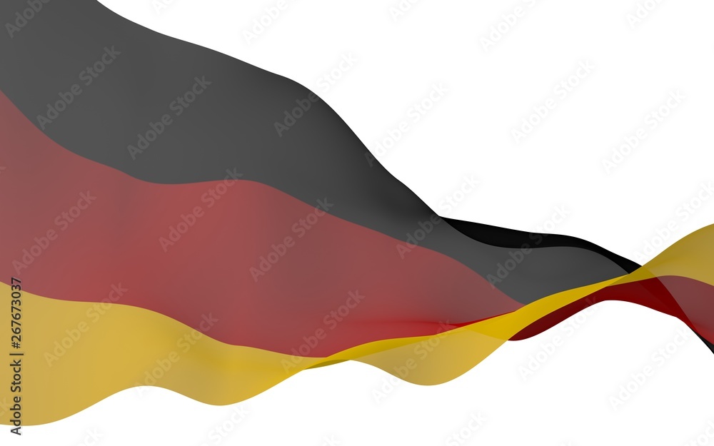 Flag of Germany. Wide format 3D illustration. State symbol of the Federal Republic of Germany. 3D rendering Flag of Germany. Wide format 3D illustration. State symbol of the Federal Republic of Germany. 3D rendering