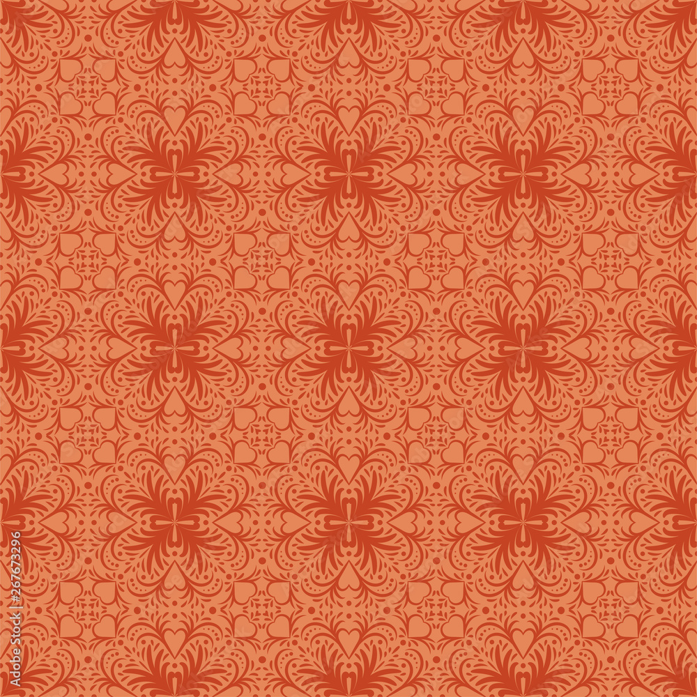 Seamless vector pattern Moroccan tile design in orange